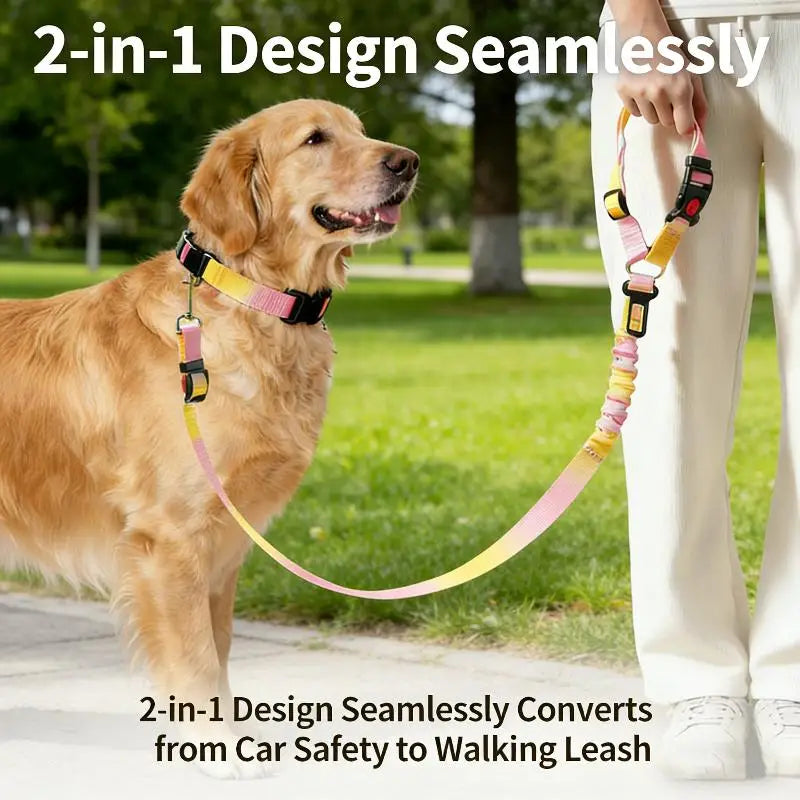 2-in-1 Dog Car Seatbelt & Leash – Adjustable Pet Safety Tether Dog Car Safety Leash Nixie