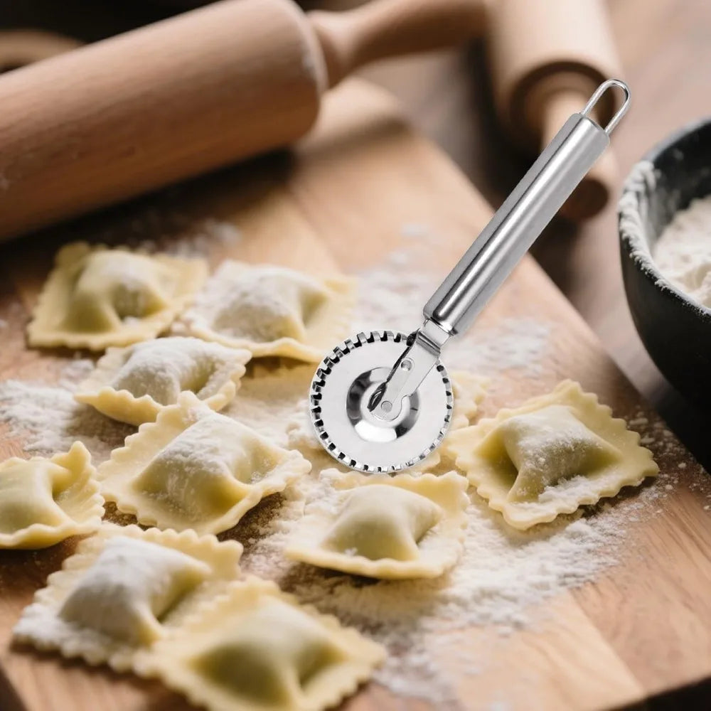 Stainless Steel Fluted Pasta Cutter Wheel – Ravioli Crimper Tool Pasta Dough Crimper Nixie