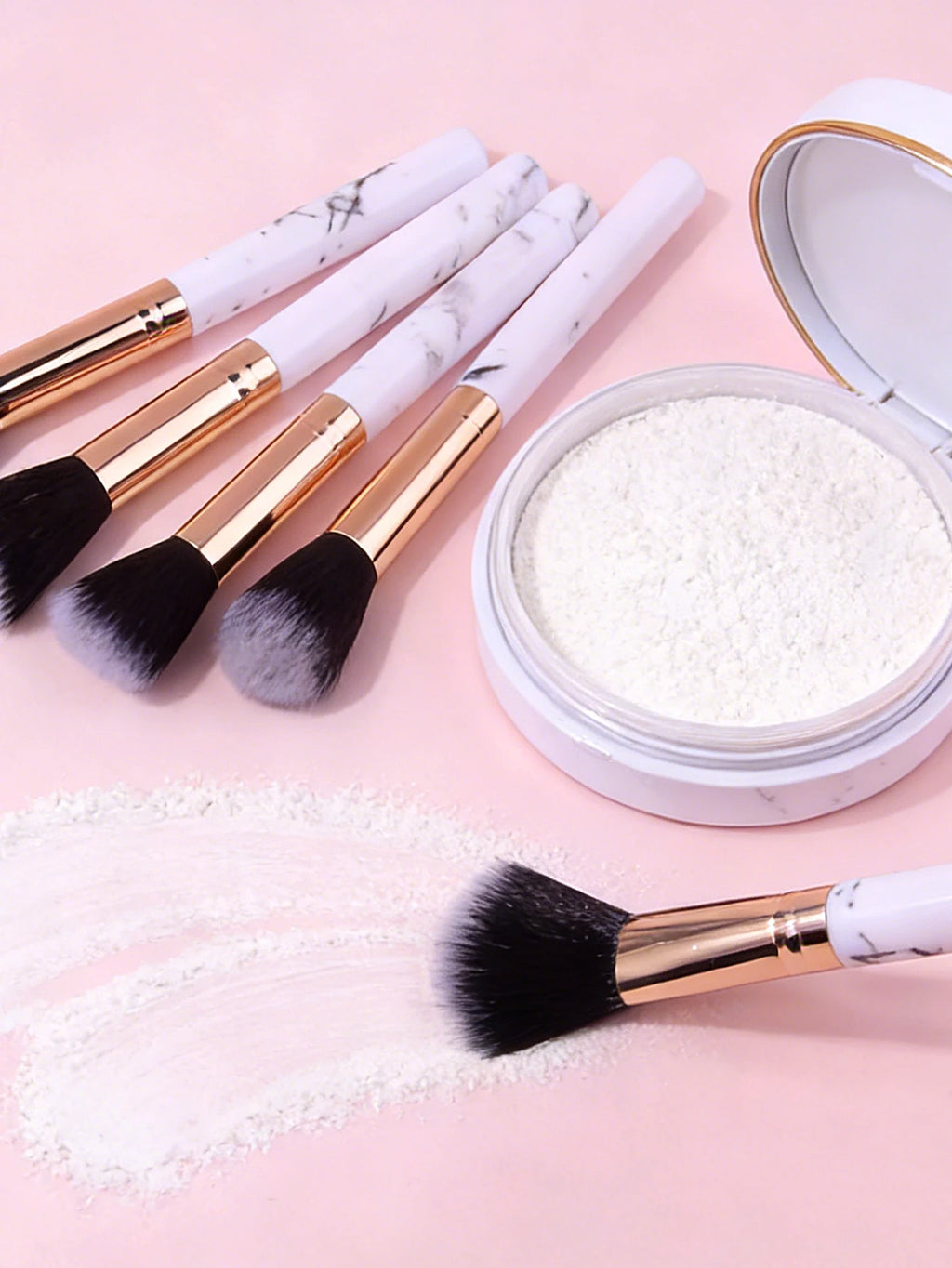 Marble Makeup Brush Set 12pc – Blush, Eyeshadow, Puff & Sponge Makeup Brush Set Nixie