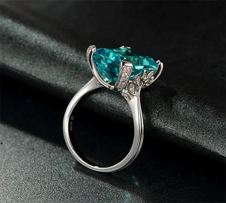 Silver Aquamarine Zircon Ring – Wedding & Engagement Sizes 6–10 Fashion Zircon Ring Nixie