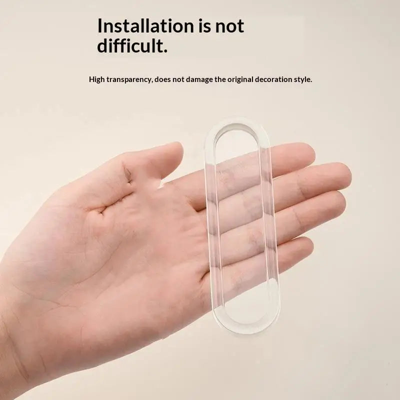 4Pcs Transparent Self-Adhesive PU Sliding Door & Drawer Handle