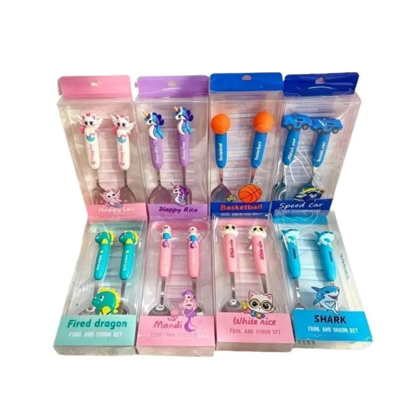 Kids Cartoon Fork & Spoon Set – Safe Stainless Steel Toddler Cutlery Toddler Cutlery Set Nixie