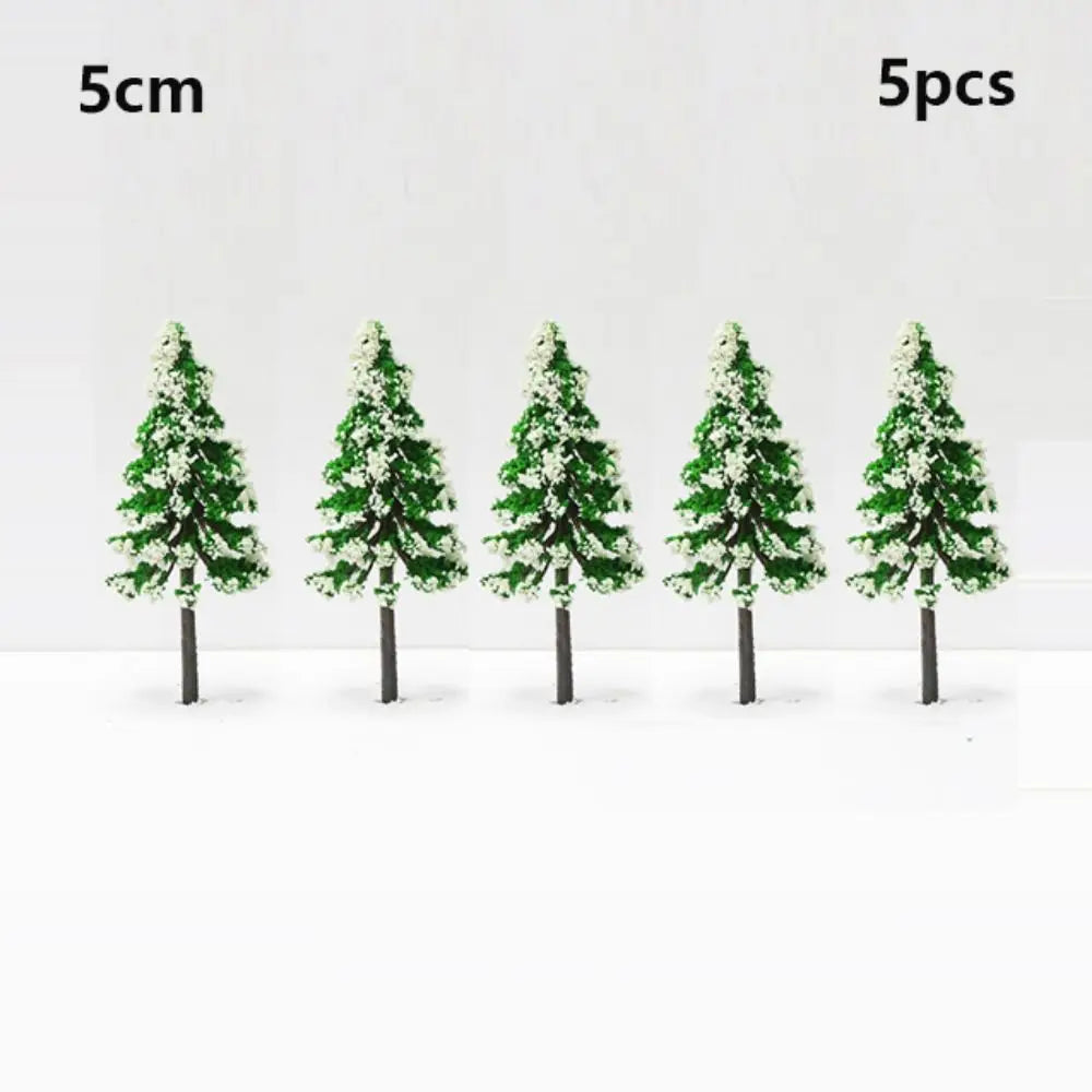 5pcs Mini Snow Pine Model Trees – 6 Sizes Christmas Decor Miniature Model Trees Nixie