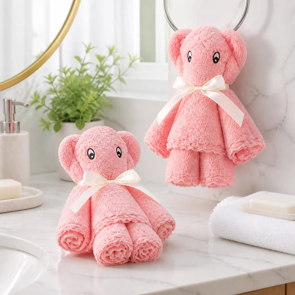 Bear-Shaped Coral Fleece Hand Towel – Soft & Absorbent Novelty Hand Towel Nixie