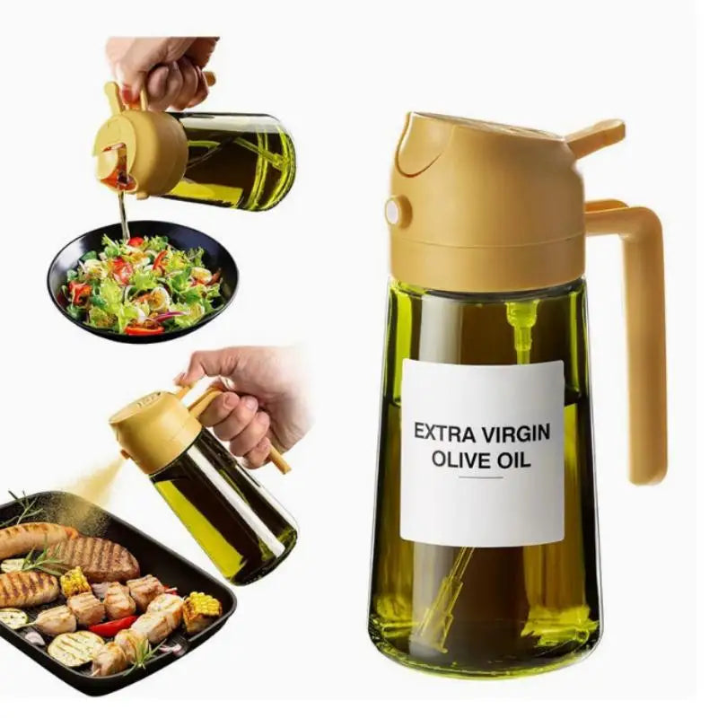2-in-1 Glass Olive Oil Spray & Pour Bottle | Dark Mist Sprayer Oil Spray Bottle Nixie