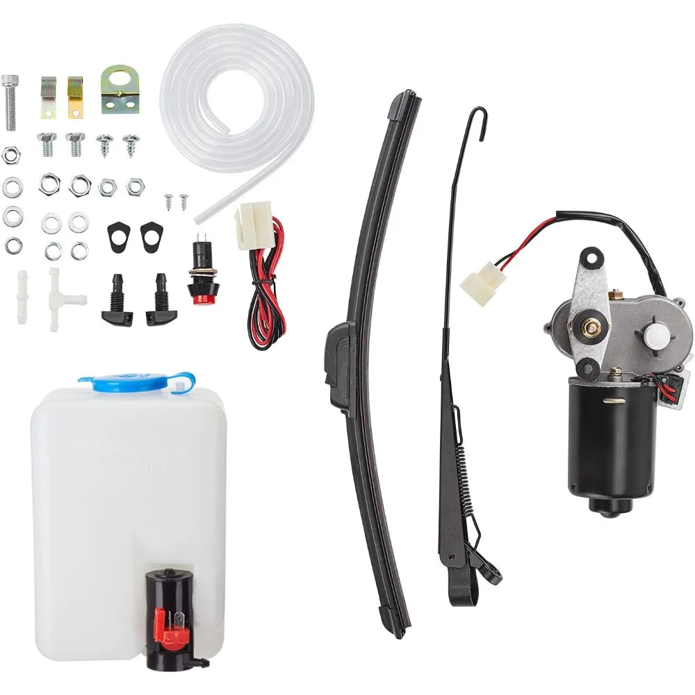 KEMIMOTO 12V UTV Windshield Wiper & Washer Pump Kit UTV Wiper Kit Nixie