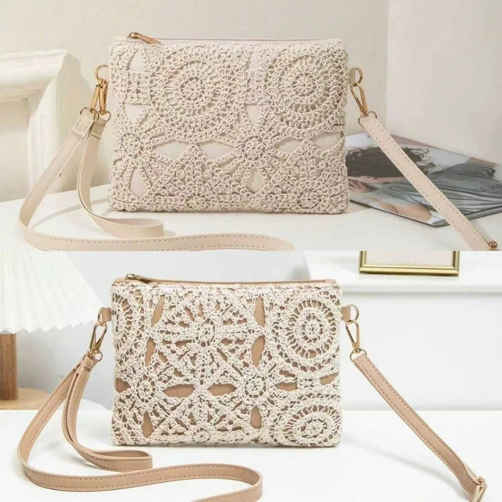Bohemian Hollow Woven PU Leather Crossbody Shoulder Bag