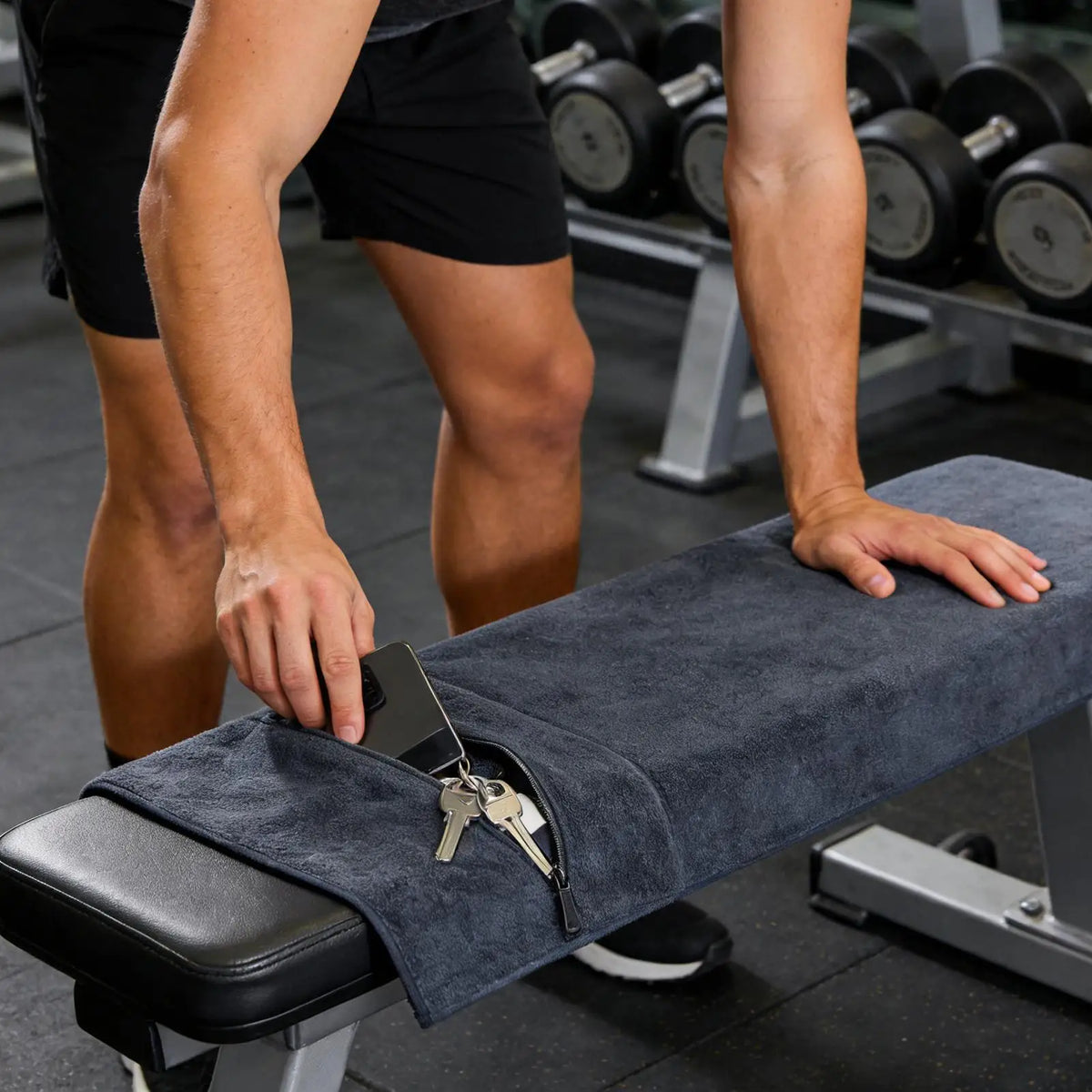 Microfiber Gym Towel – Quick Dry, Absorbent with Zip Pocket