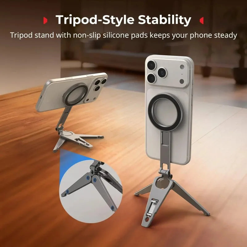 Magnetic Phone Tripod – 270° Tilt, 1/4" Thread, Mini Pocket Mount