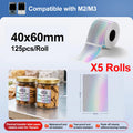 Niimbot M2/M3 Silver Laser Thermal Transfer Label Stickers Thermal Label Rolls Nixie 5Rolls 40x60mm