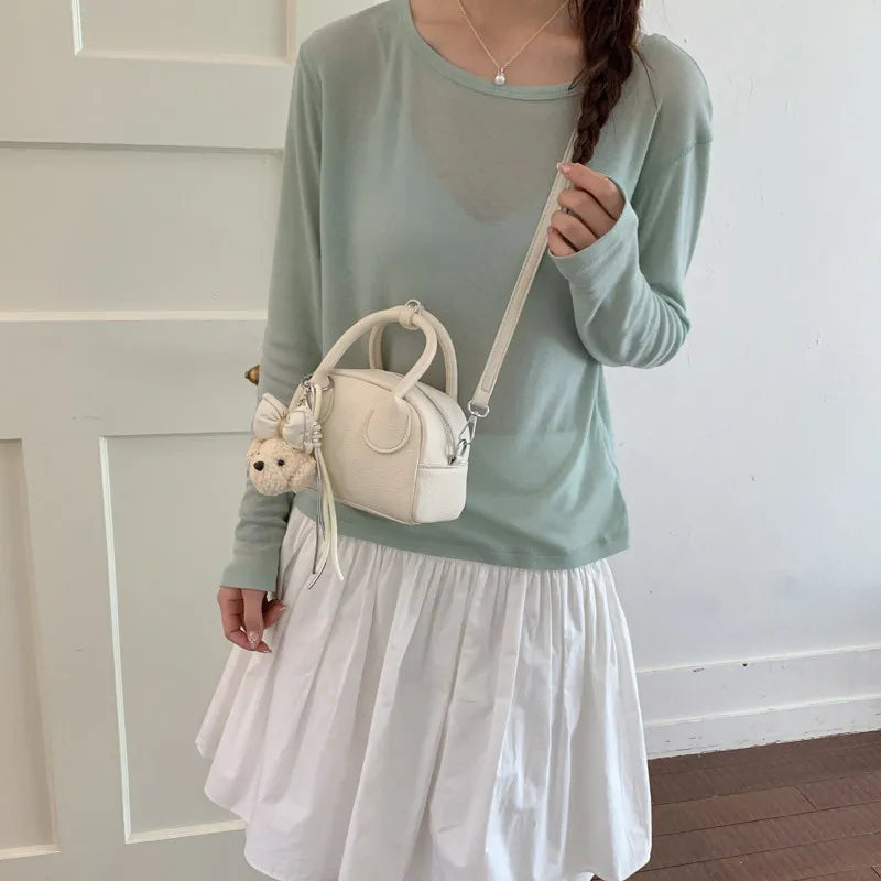 Women's Boston Pillow Bag – Cute Crossbody & Shoulder Bag Crossbody Shoulder Bag Nixie White (No Charm)