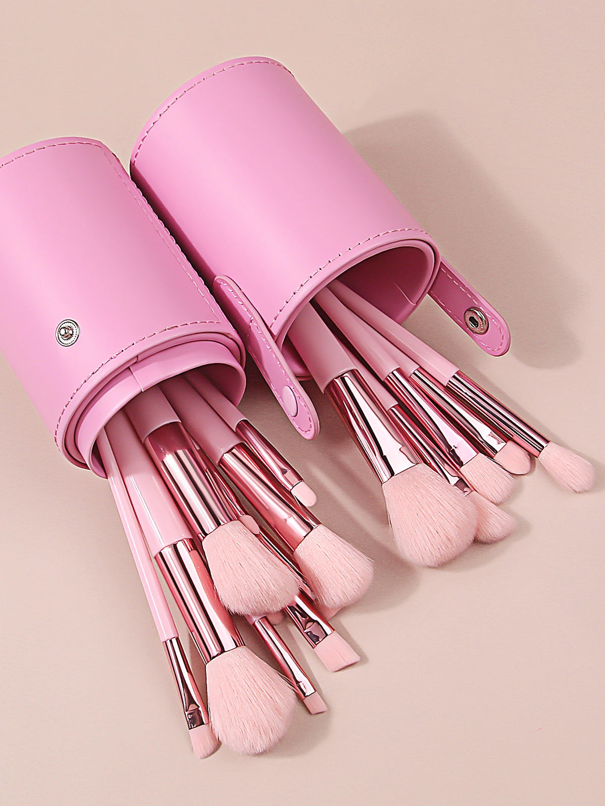 Pink 15-Pc Professional Makeup Brush Set with Travel Bucket Makeup Brush Set Nixie