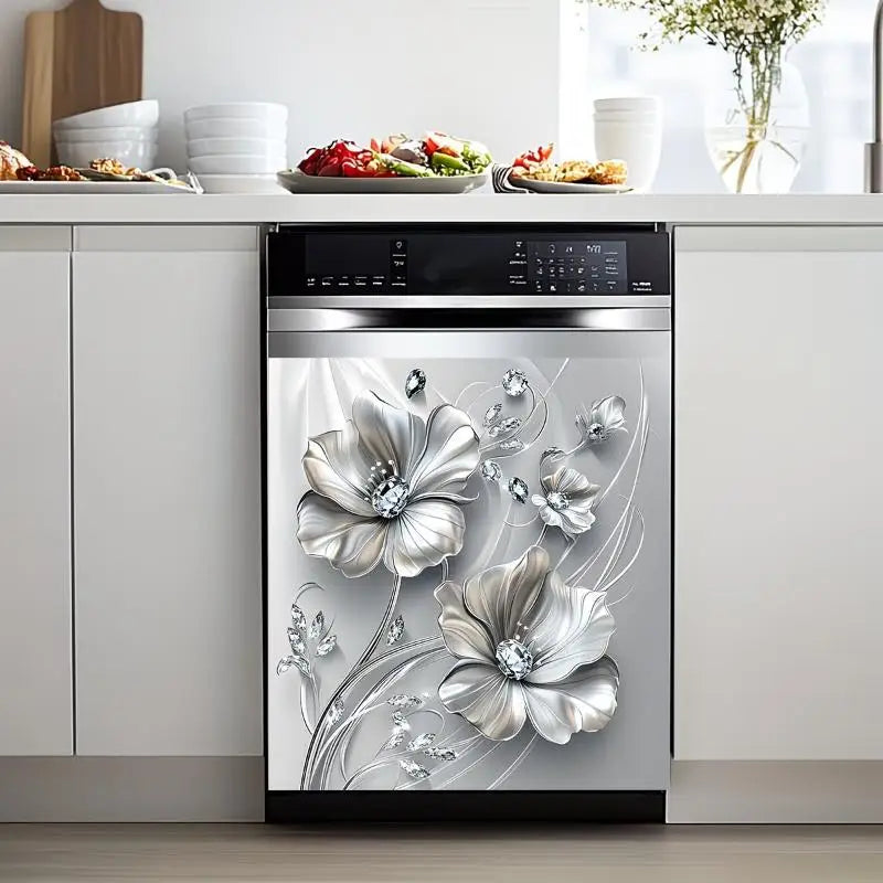 Silvery Floral Rhinestone Decal – Removable Self-Adhesive Sticker