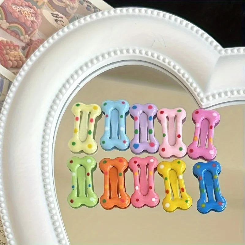 10pcs Multicolor Bone Snap Pet Hair Clips – Dogs & Cats Pet Hair Clips Nixie
