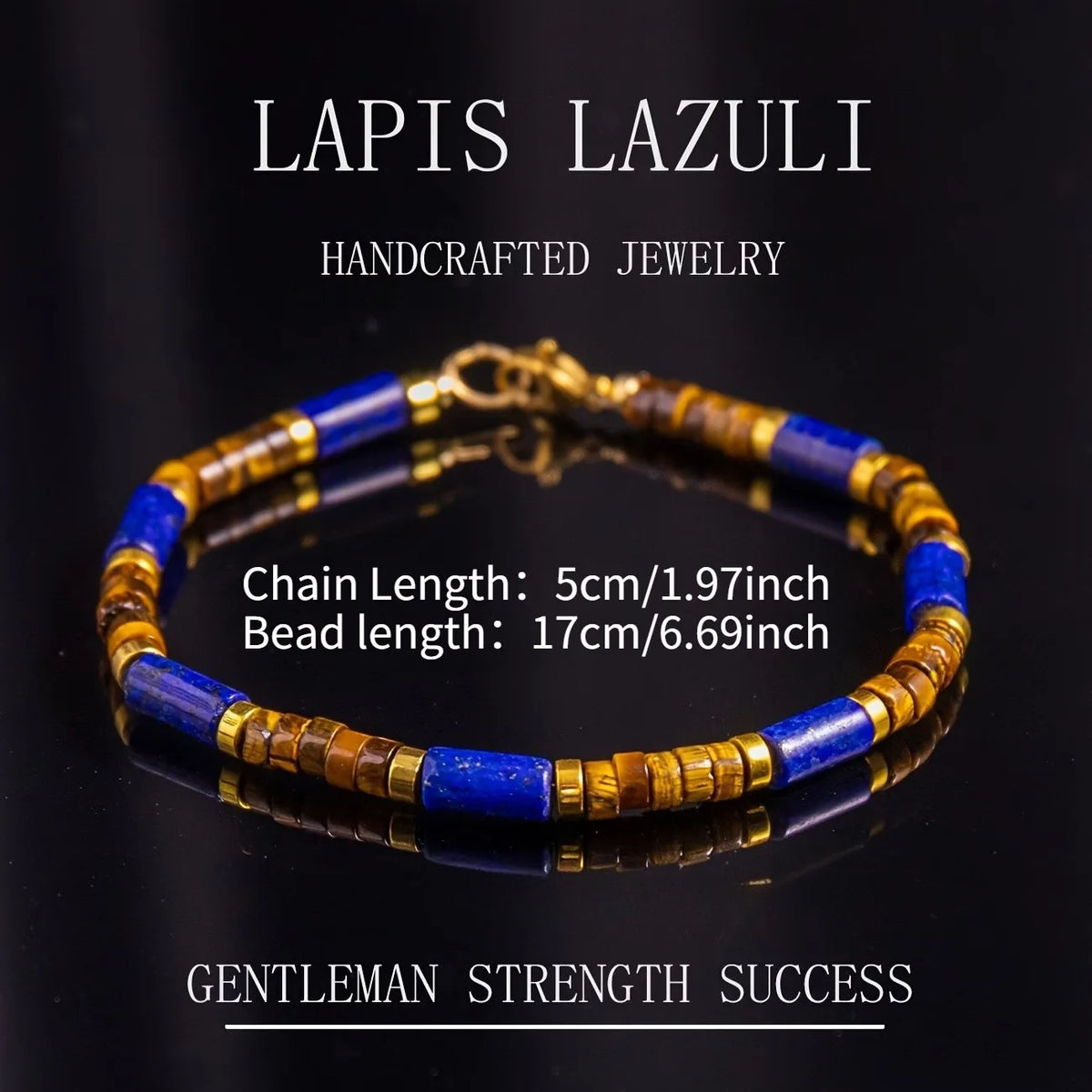 Natural Turquoise & Lapis Lazuli Square Tube Bracelet | Stackable