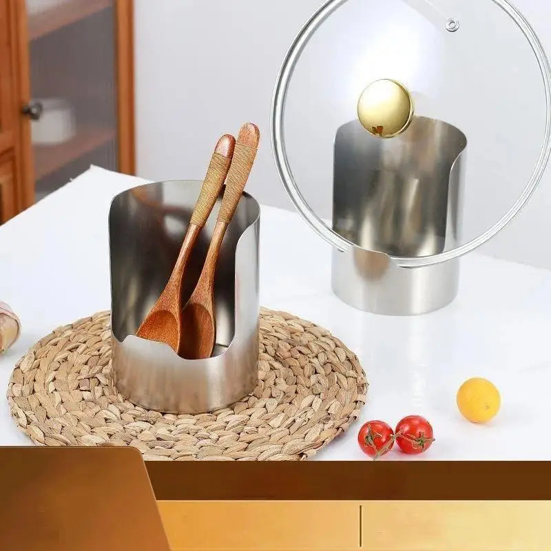 Stainless Steel Spoon & Pot Lid Holder – 2-in-1 Utensil Rack Utensil Holder Rack Nixie