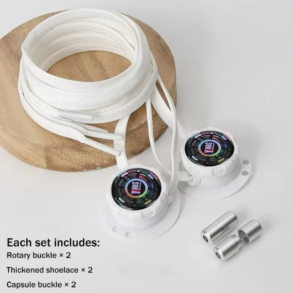No-Tie Rotating Button Shoelaces | Wide Flat Quick-Adjust Laces