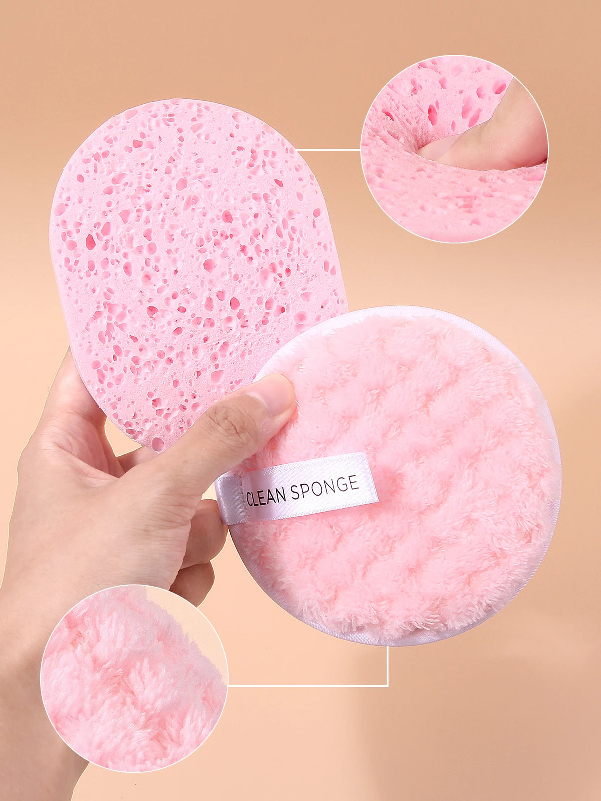 4-Piece Facial Cleansing Sponge Set – Wet & Dry Powder Puff Facial Cleansing Sponge Nixie