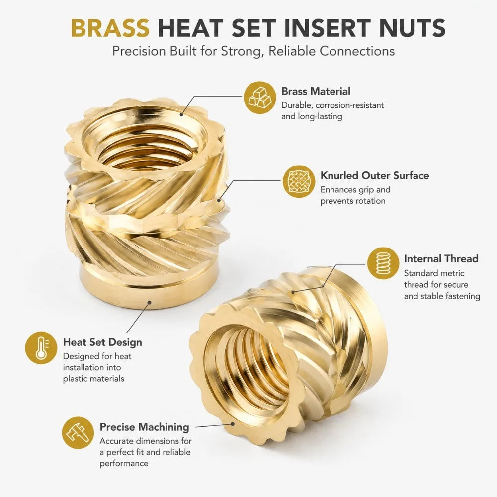M3 Brass Heat Set Insert Nuts 5×4mm for 3D Printing & DIY Threaded Insert Nuts Nixie