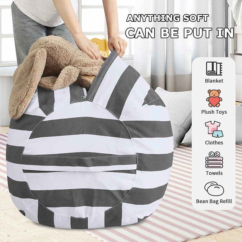 Large Capacity Toy Storage Bean Bag Basket Canvas Organizer Toy Storage Basket Nixie