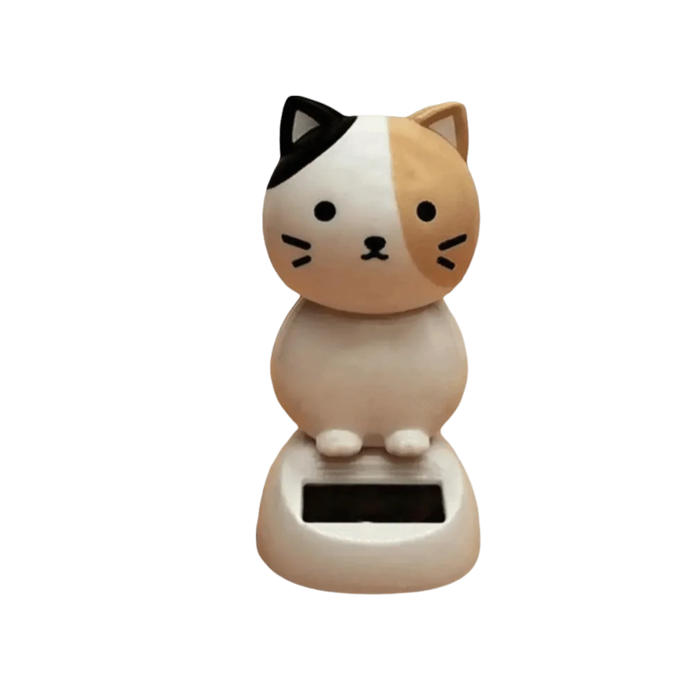 Solar Powered Waving Cat Ornament – Resin Car Dashboard Decor