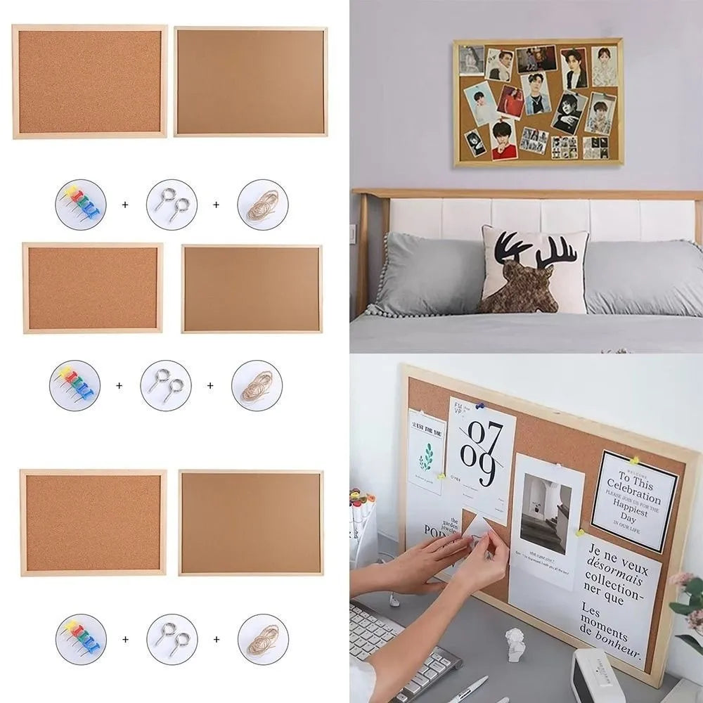 Wooden Frame Cork Bulletin Board – Hanging Memo Display Board Cork Bulletin Board Nixie