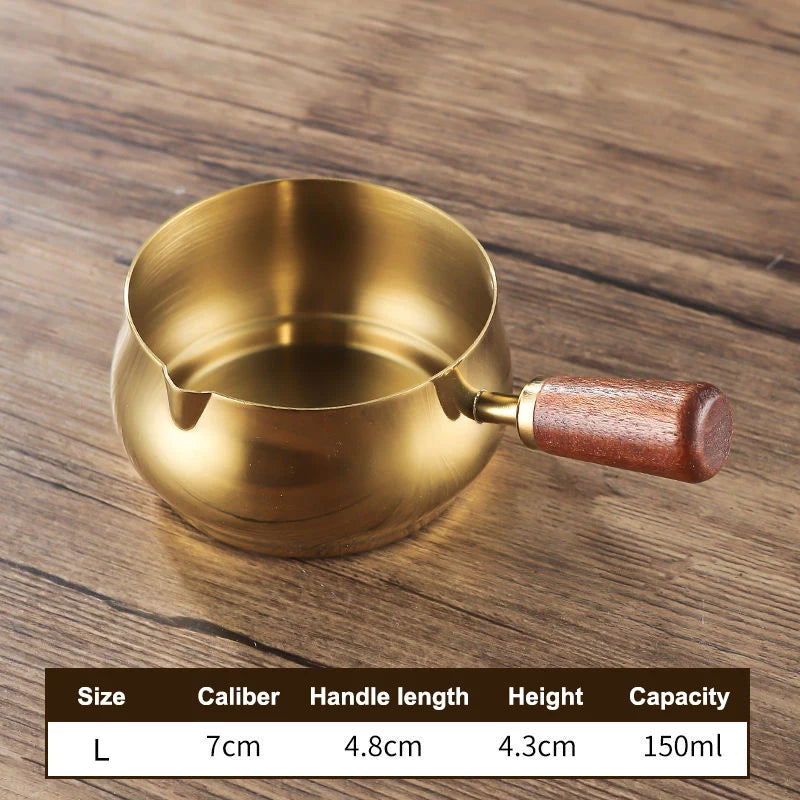 Stainless Steel Sauce Boat with Wooden Handle | 50–150ml