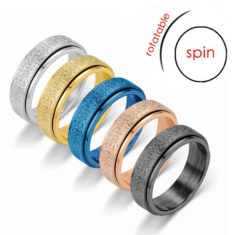 6mm Spinner Ring Stainless Steel Rotatable Band – Unisex Spinner Ring Nixie
