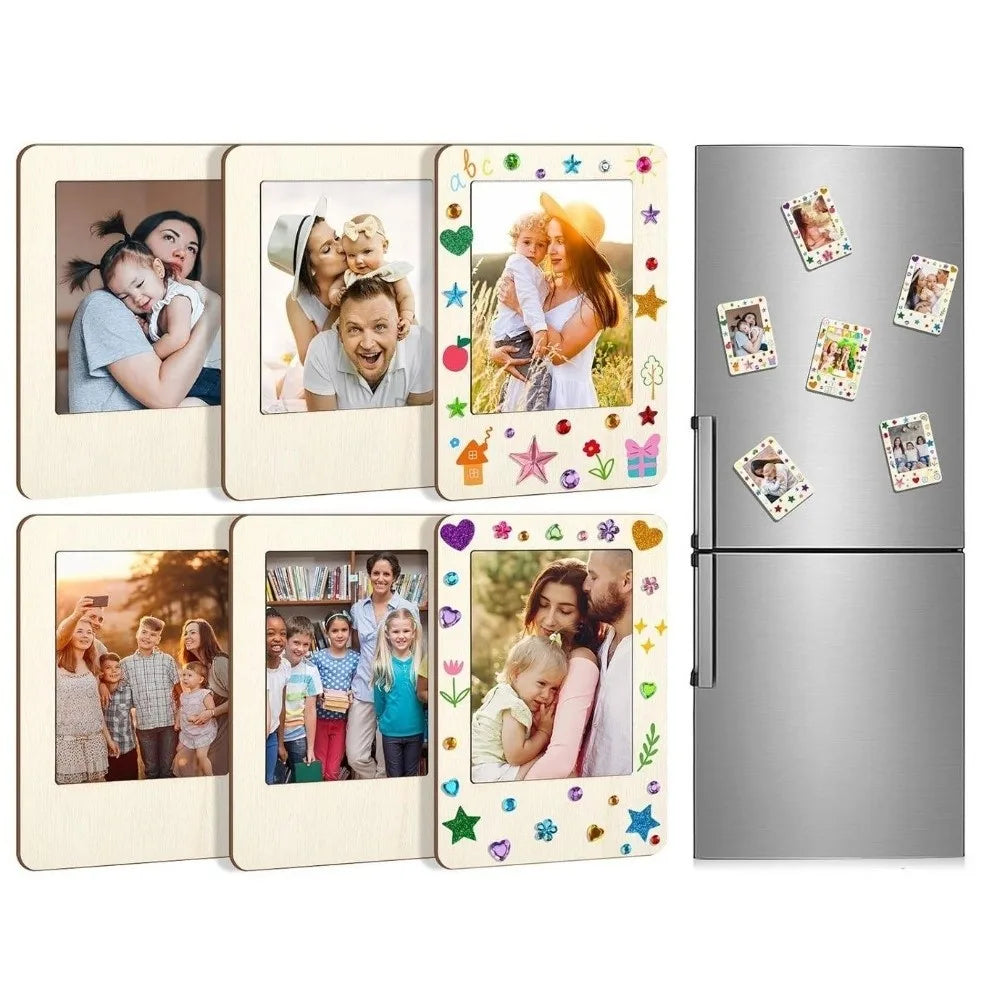 DIY Wooden Picture Frames Set with Markers & Stickers – 12 Pack