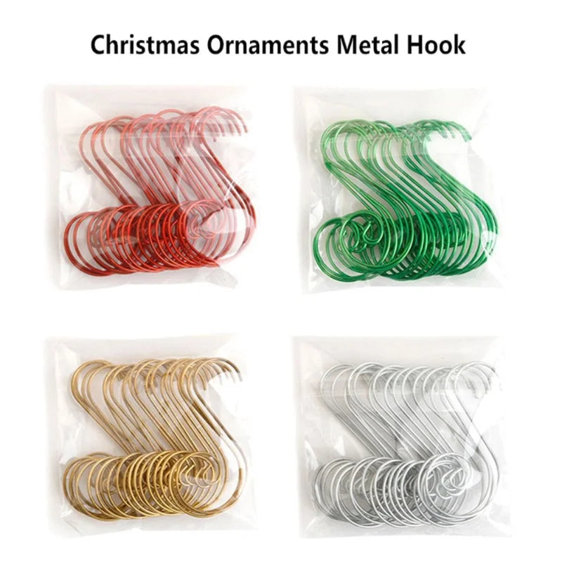 20Pcs S-Shape Metal Christmas Tree Ornament Hooks | Stainless Ornament Hooks Nixie