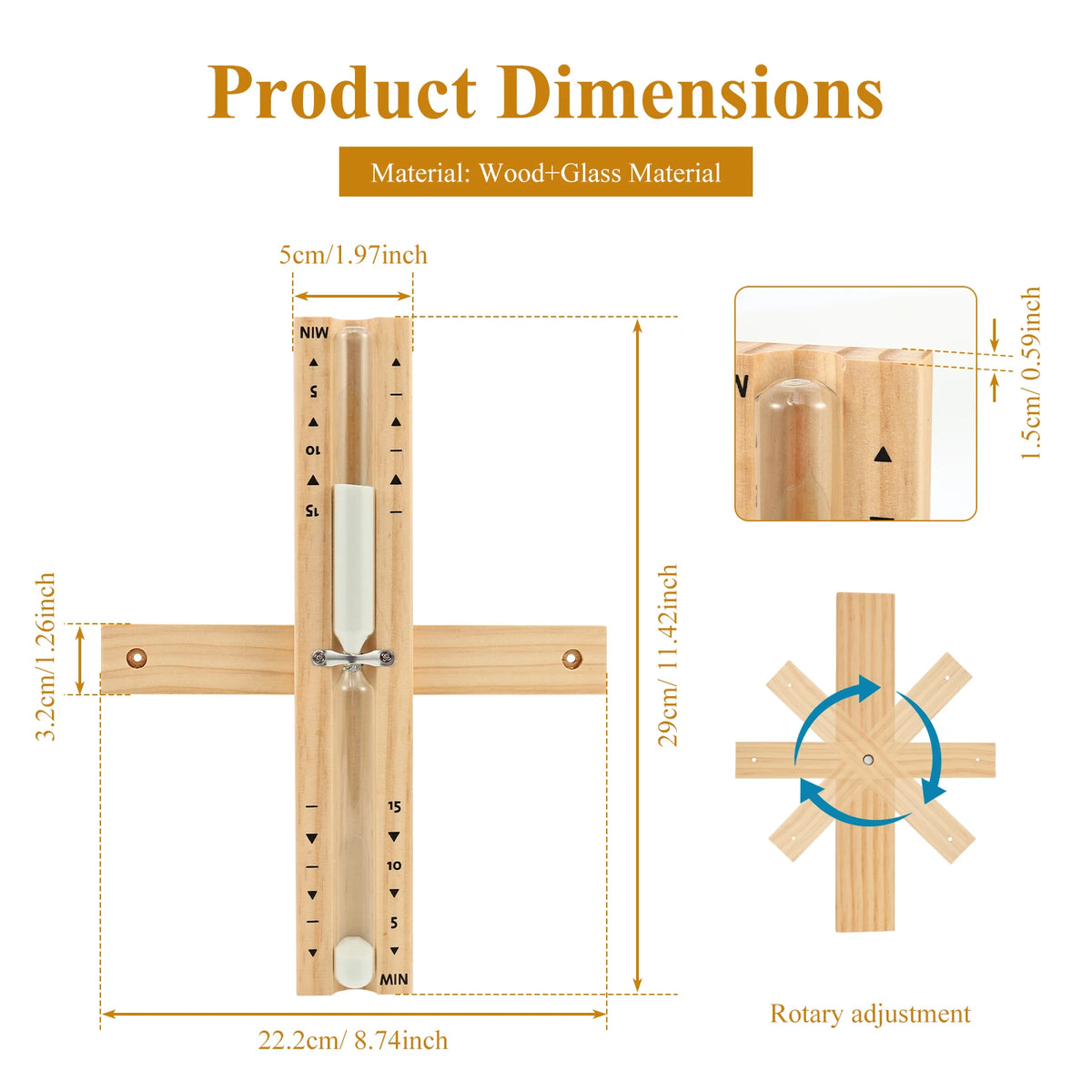Wooden Sauna Hourglass Sand Timer – Wall Mounted 15 Min Sauna Sand Timer Nixie