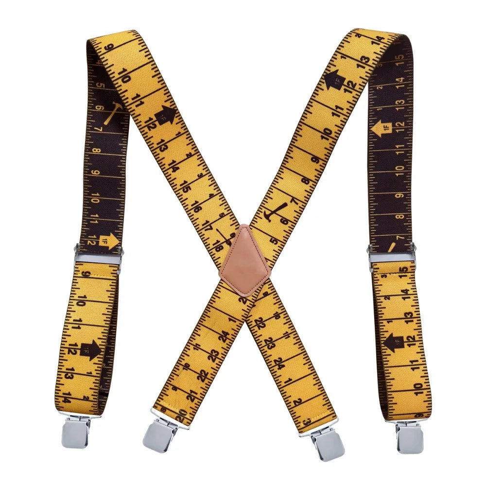 Men's Wide X-Back Elastic Suspenders – 5cm, 4 Clips, Adjustable Men's Suspenders Nixie Yellow