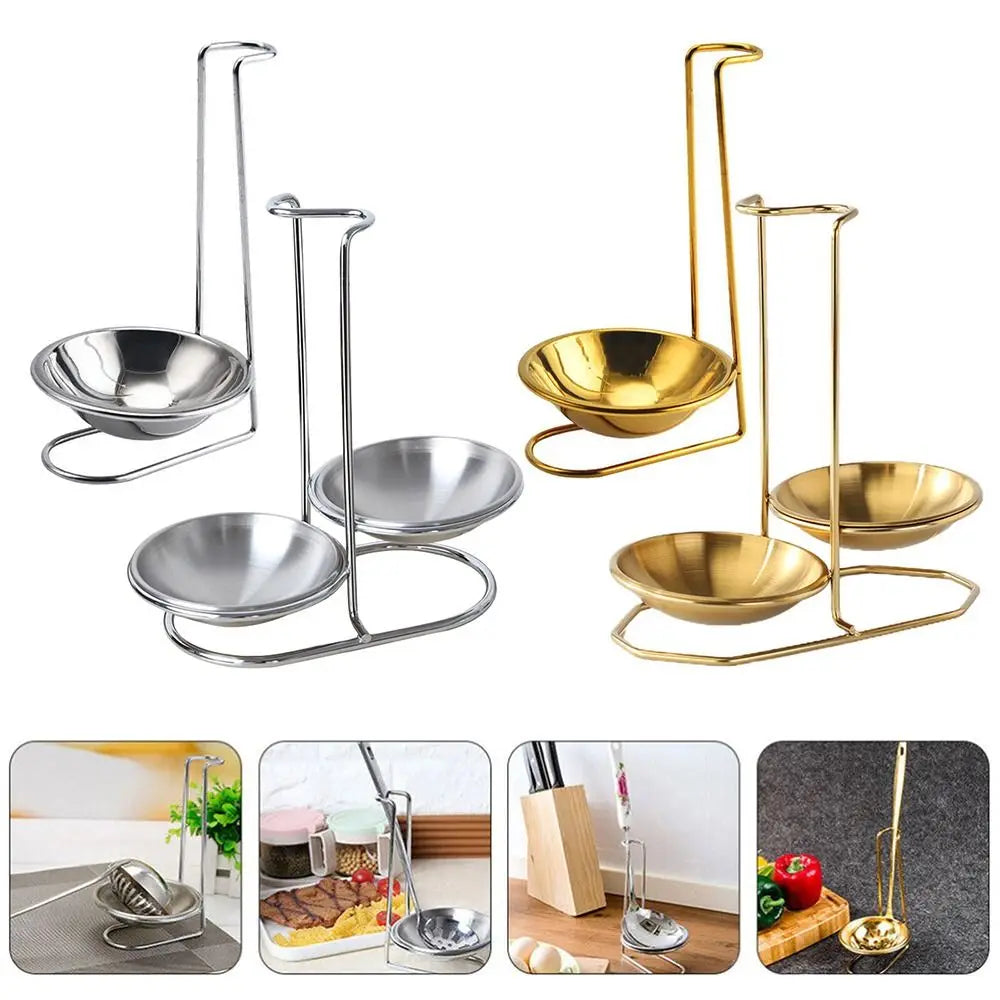 304 Stainless Steel Spoon & Utensil Rack – Single/Double Stand Utensil Holder Rack Nixie