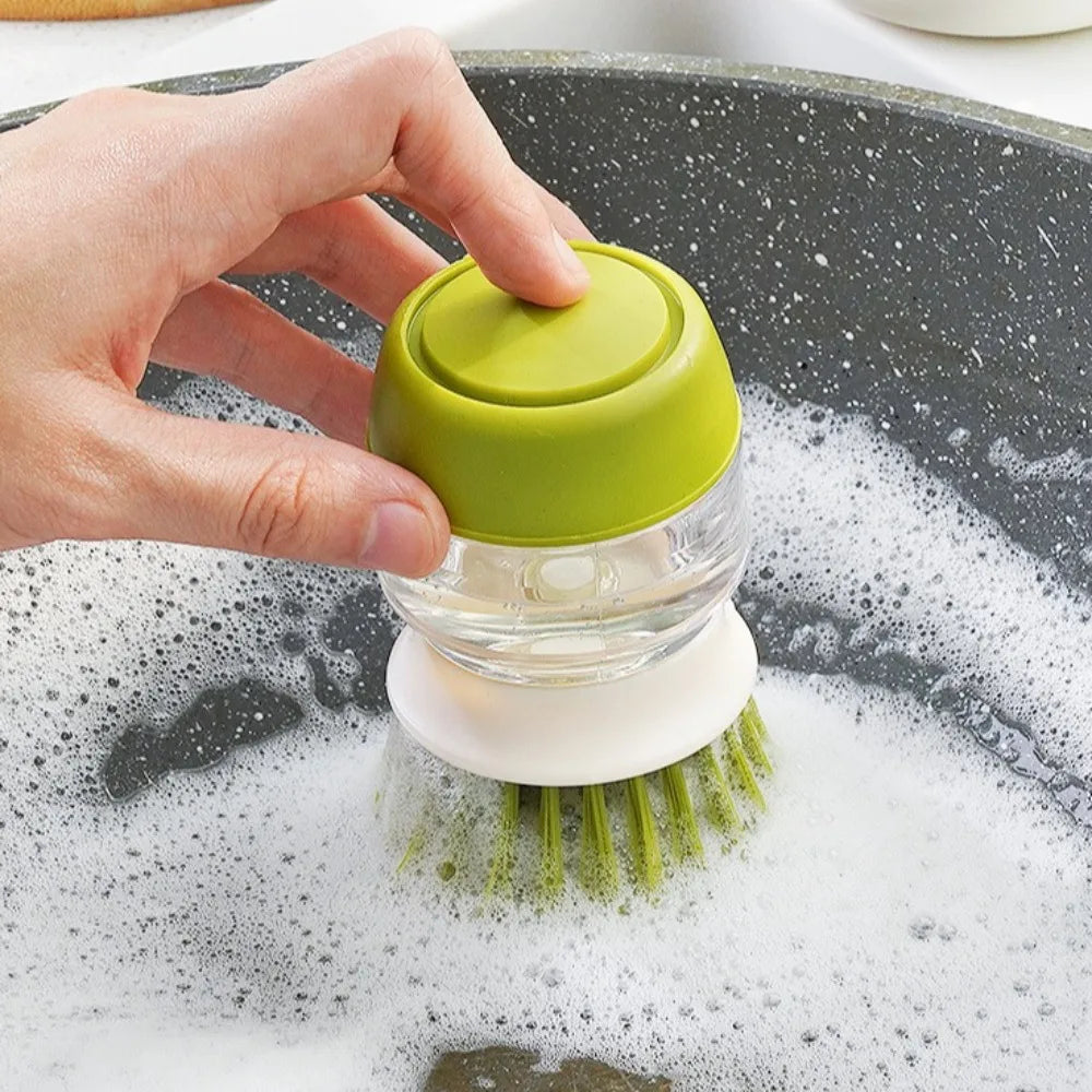 Soap Dispensing Dish Brush – Kitchen Pot Scrubber