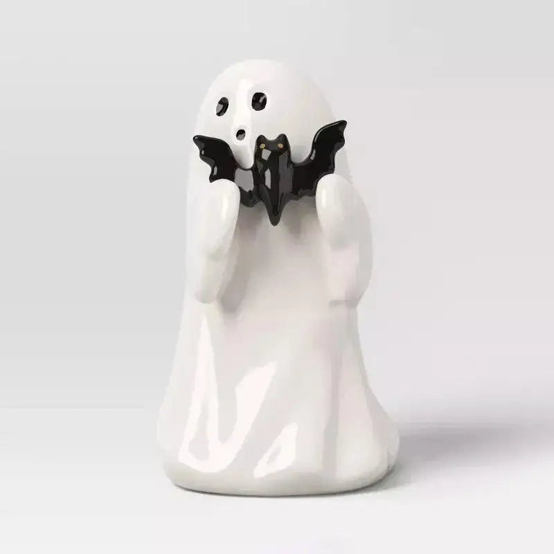 Cute Halloween Ghost Resin Statue – Mini Desktop Shelf Décor Halloween Resin Ornament Nixie A11