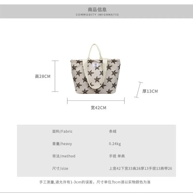 Korean Star Print Single-Shoulder Tote Bag for Girls Shoulder Tote Bag Nixie