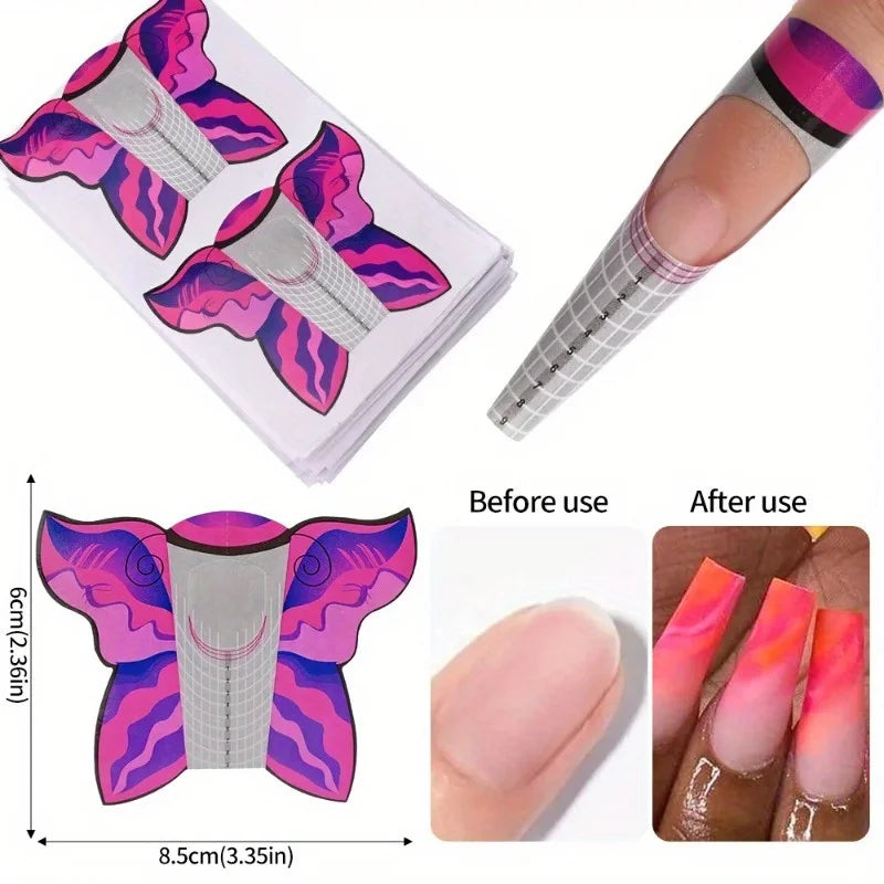 50Pcs Nail Forms French Tips UV Gel Extension Paper Molds Nail Extension Forms Nixie