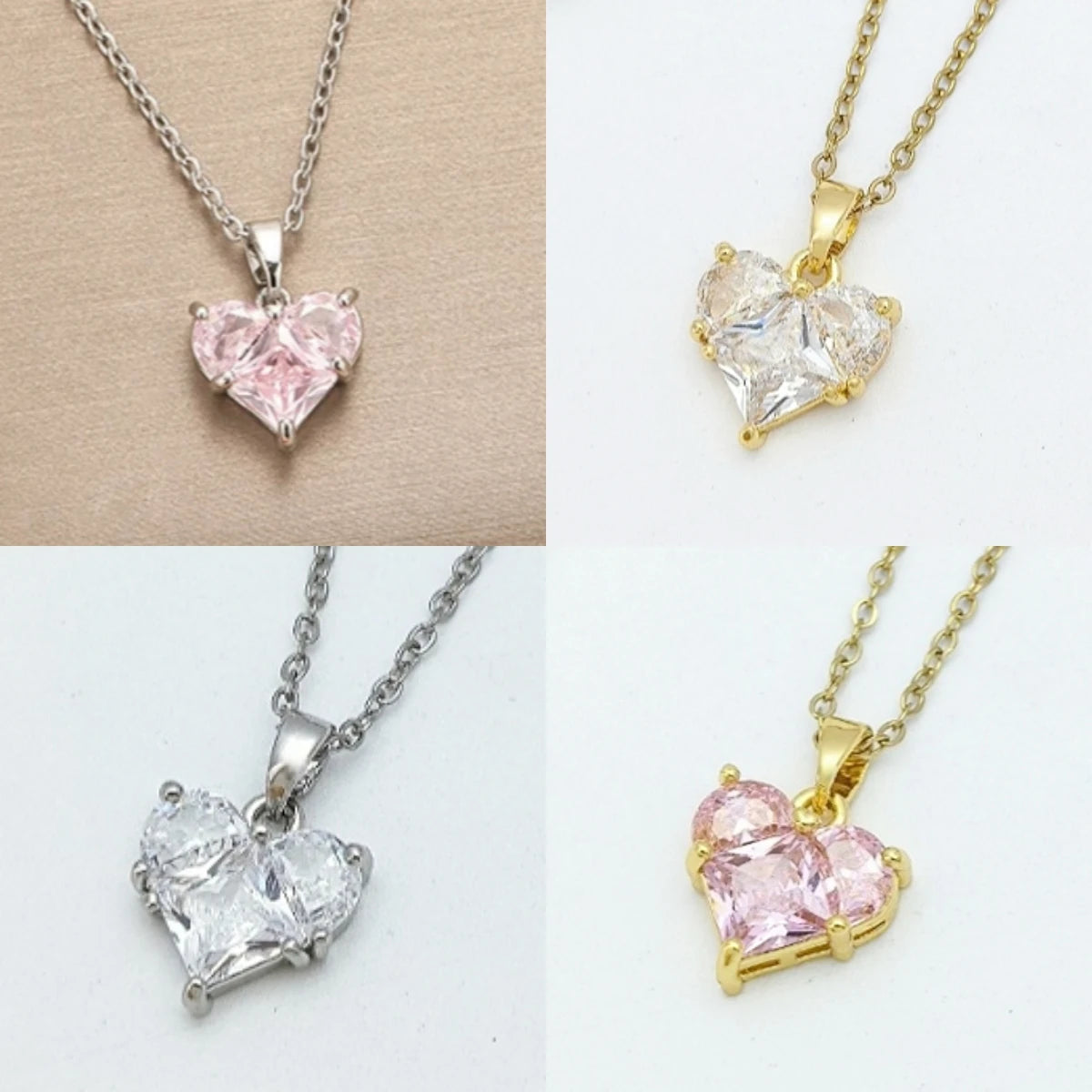 Women's Heart Pendant Necklace – Stainless Steel Collarbone Chain Heart Pendant Necklace Nixie
