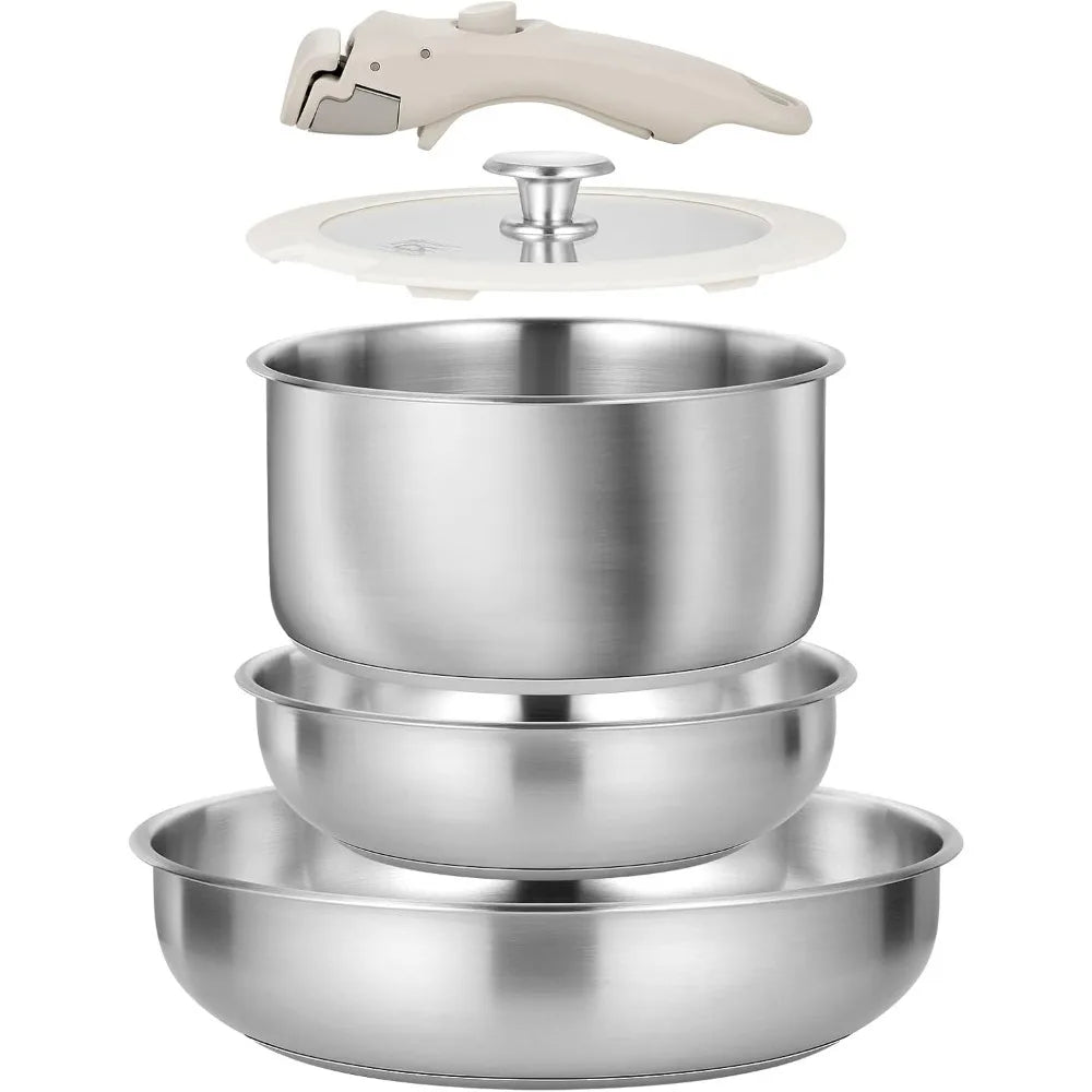 KOCH SYSTEME CS 7-Piece SS Cookware Set – Detachable Handle Cookware Set Nixie