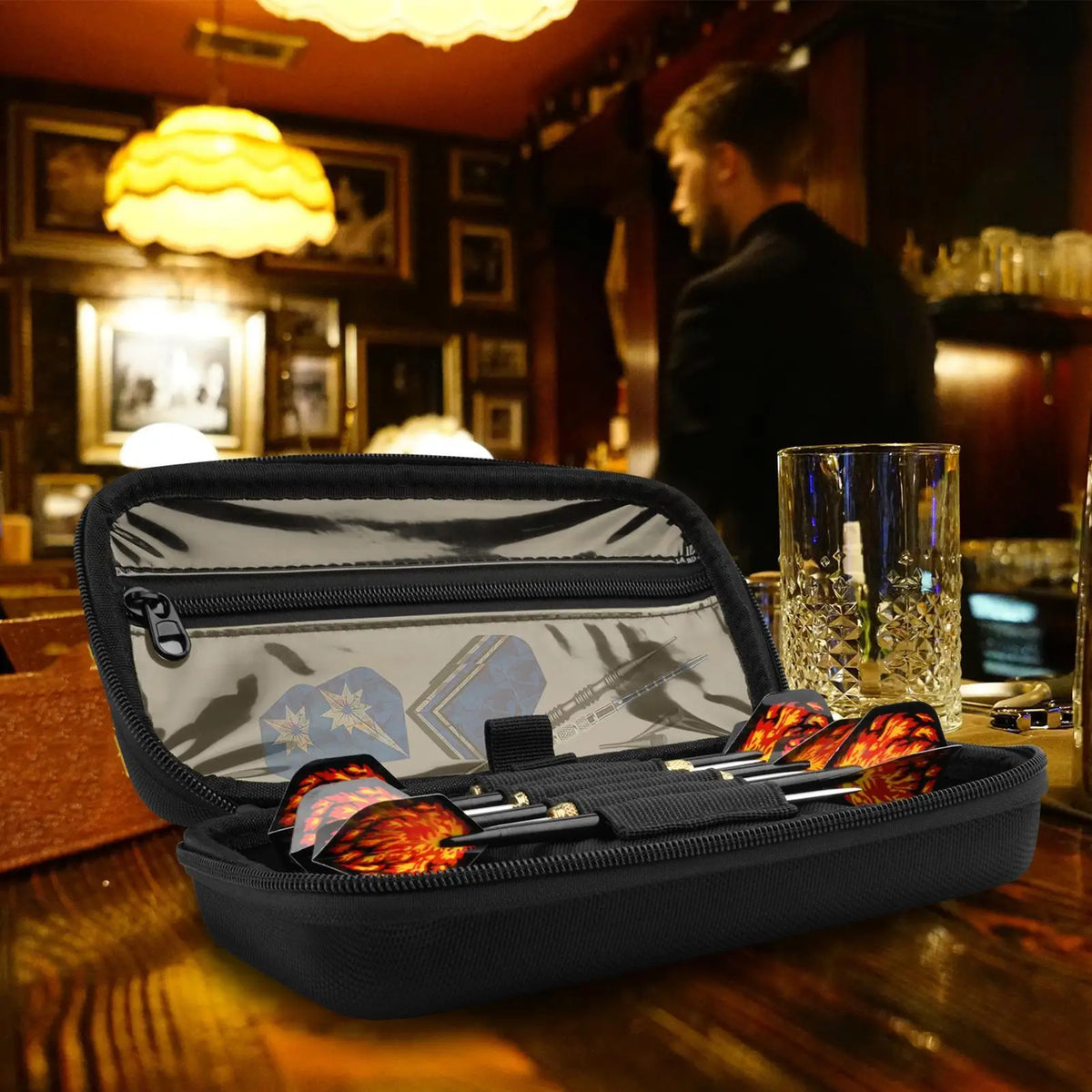 Dart Carrying Case EVA Organizer with 6 Elastic Bands | Black Dart Storage Case Nixie