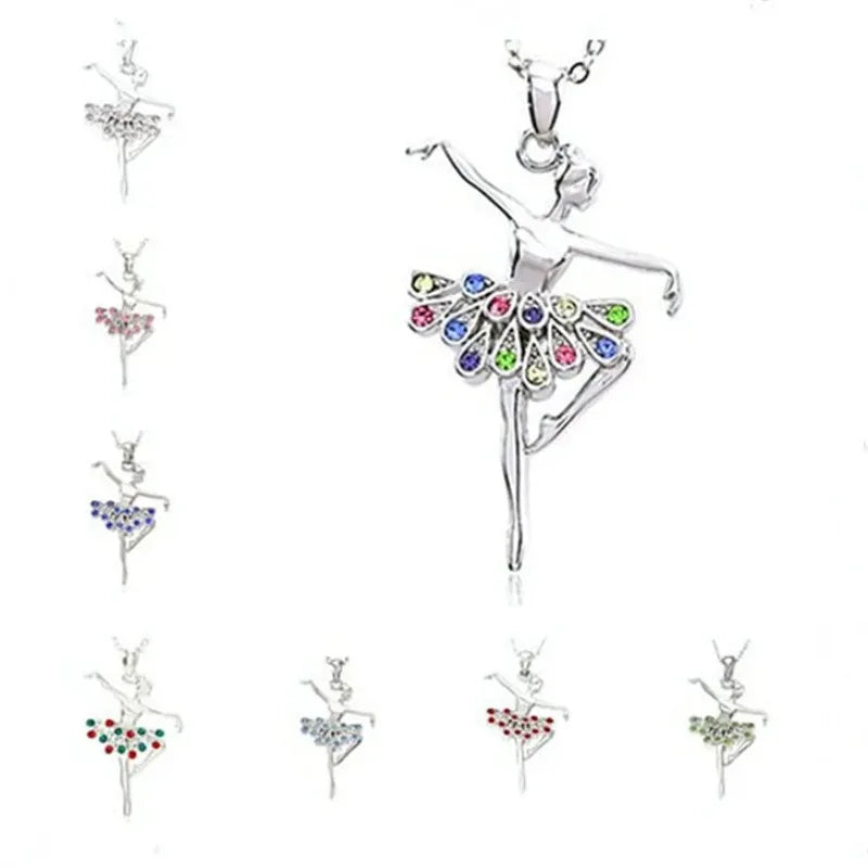 Pink Ballet Dancer Glass Pendant Necklace – Dance Charm Pendant Necklace Nixie