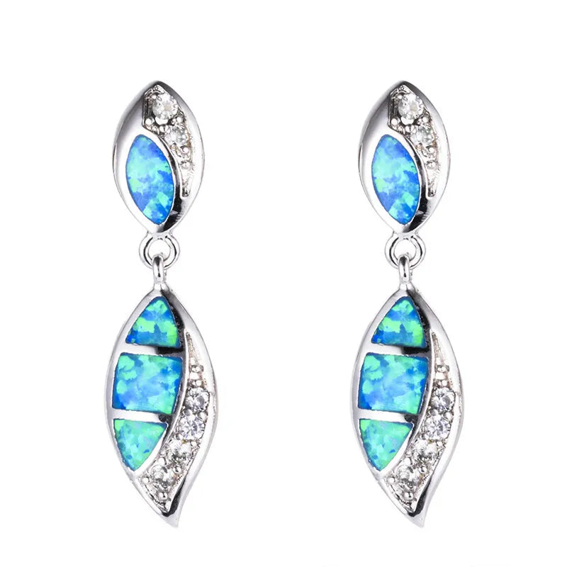 Blue Simulated Opal Animal Dangle Earrings – Zinc Alloy Drop Studs Dangle Drop Earrings Nixie Blue