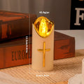 Christian Cross LED Flameless Candle – Prayer & Memorial Light LED Flameless Candle Nixie Beige