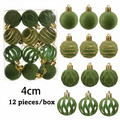 12Pcs Velvet Flocked Christmas Ball Ornaments 4CM Tree Decor Set Christmas Tree Ornaments Nixie Avocado 1.5cm