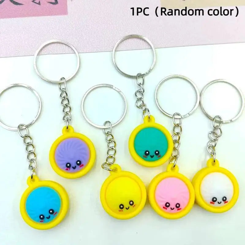 Kawaii Steamed Bun Keychain Soft PVC Cute Smile Bag Charm Novelty Keychain Charm Nixie A2