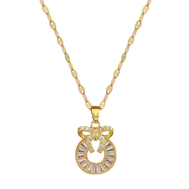 Butterfly Bow Pendant Necklace | Gold Stainless Steel | Nixie Pendant Necklace Nixie