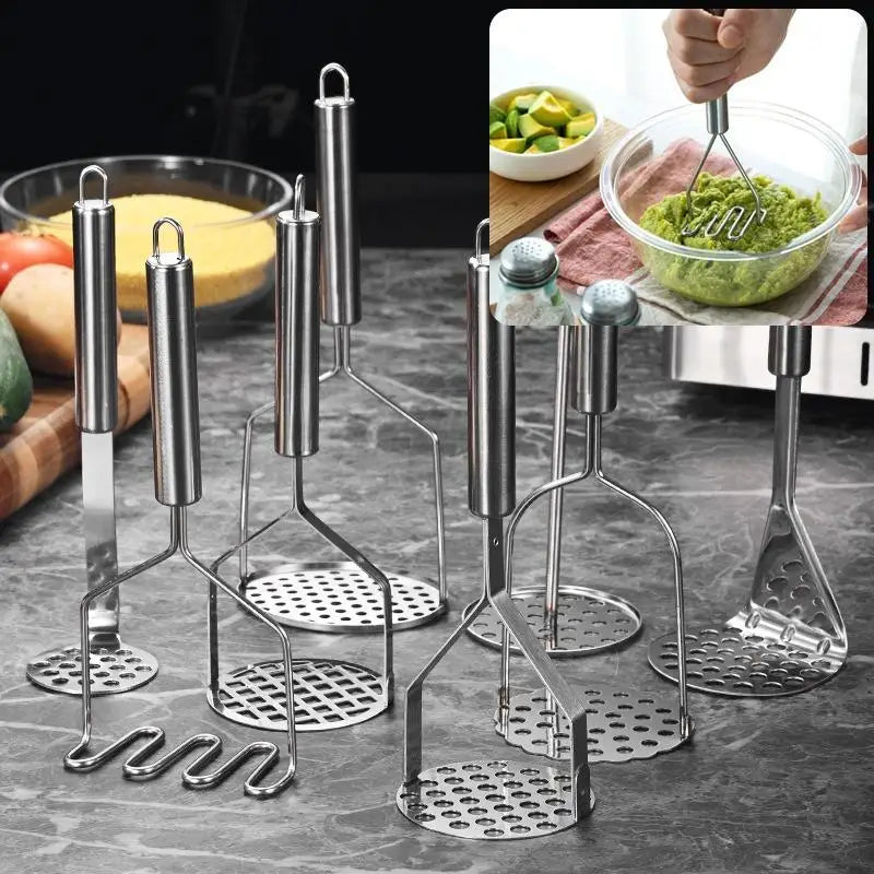 Heavy Duty Stainless Steel Potato Masher – Grip Handle Potato Masher Nixie