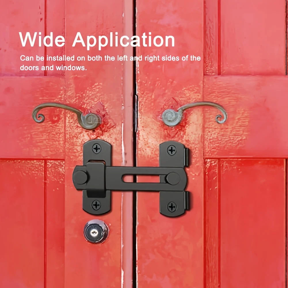 Stainless Steel Barn Lock 180° Flip Latch with 2 Keys – Garage & Bath Door Lock Latch Nixie