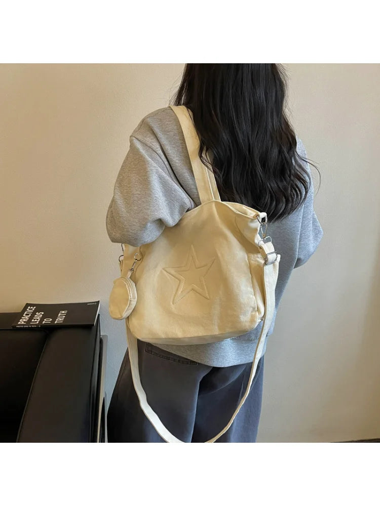 Korean Minimalist Canvas Tote Bag – Shoulder & Crossbody Handbag Canvas Tote Bag Nixie