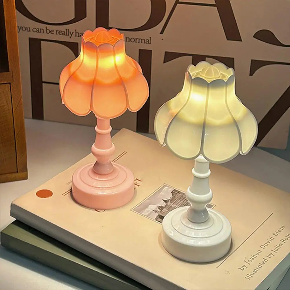 Flower Shape Night Light Touch Control Portable Desk Lamp LED Night Light Nixie